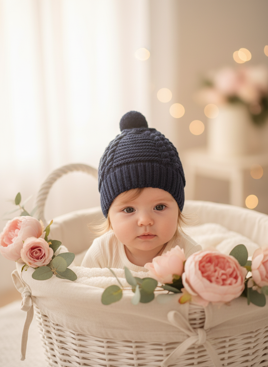 Gorro em malha com pompom