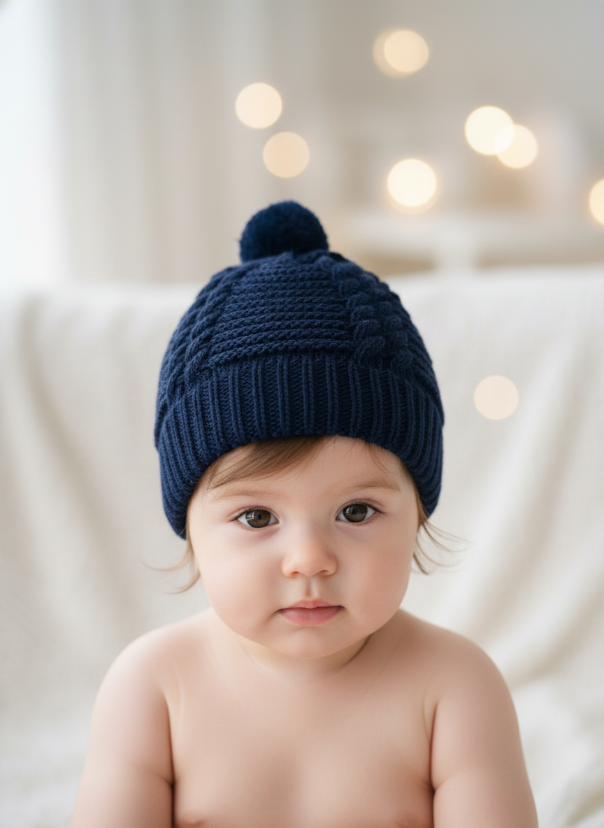 Gorro em malha com pompom