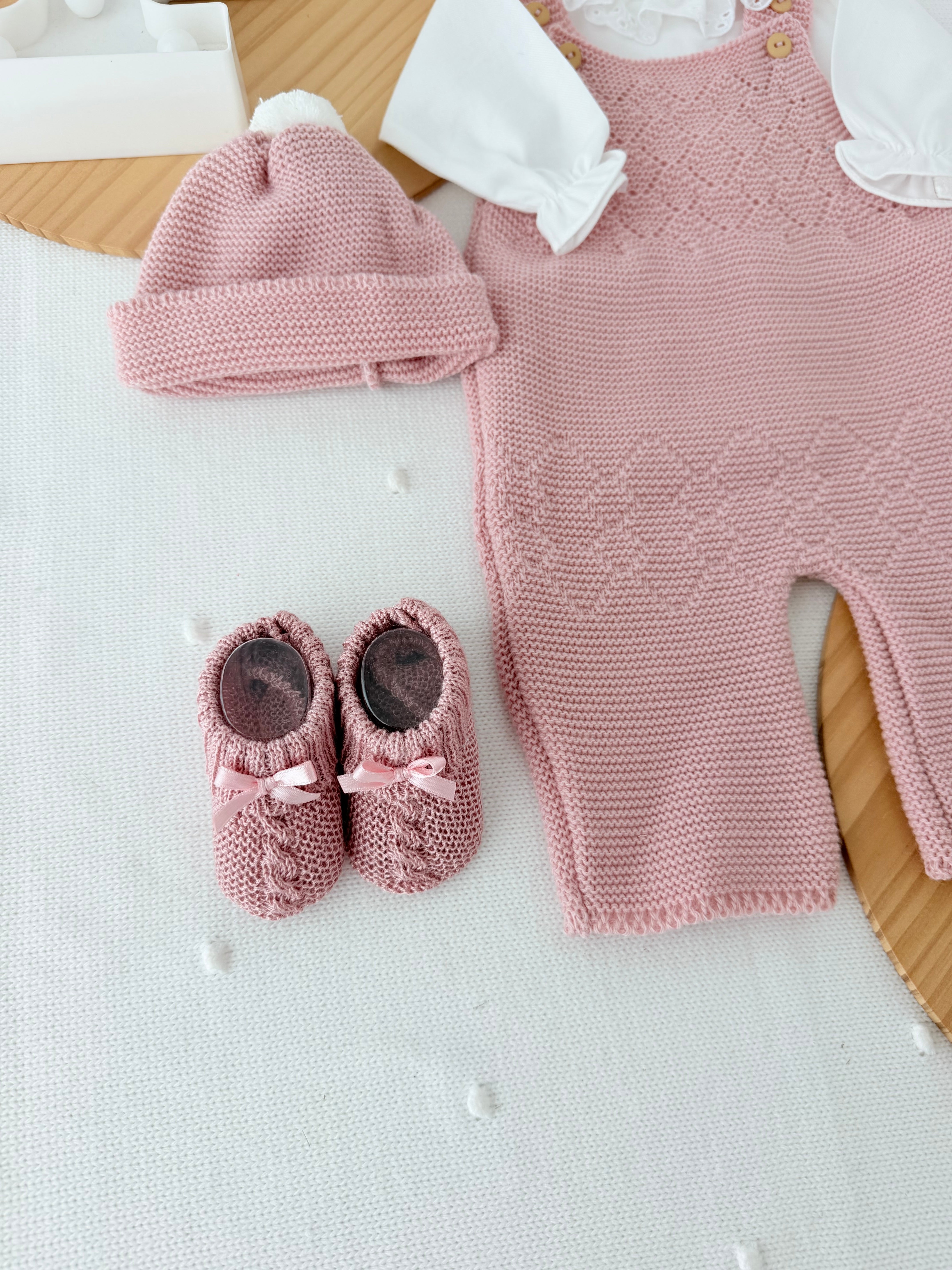 Conjunto recém nascido menina rosa velho : 3peças Outono/Inverno