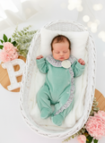 Babygrow em VELUDO- tema flores roxas