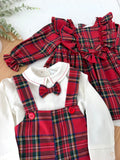 Conjunto xadrez vermelho  menino 6-12-18M