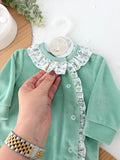 Babygrow tema flores em VELUDO verde