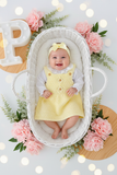 Conjunto Amarelo : vestido, blusa e fita com laço