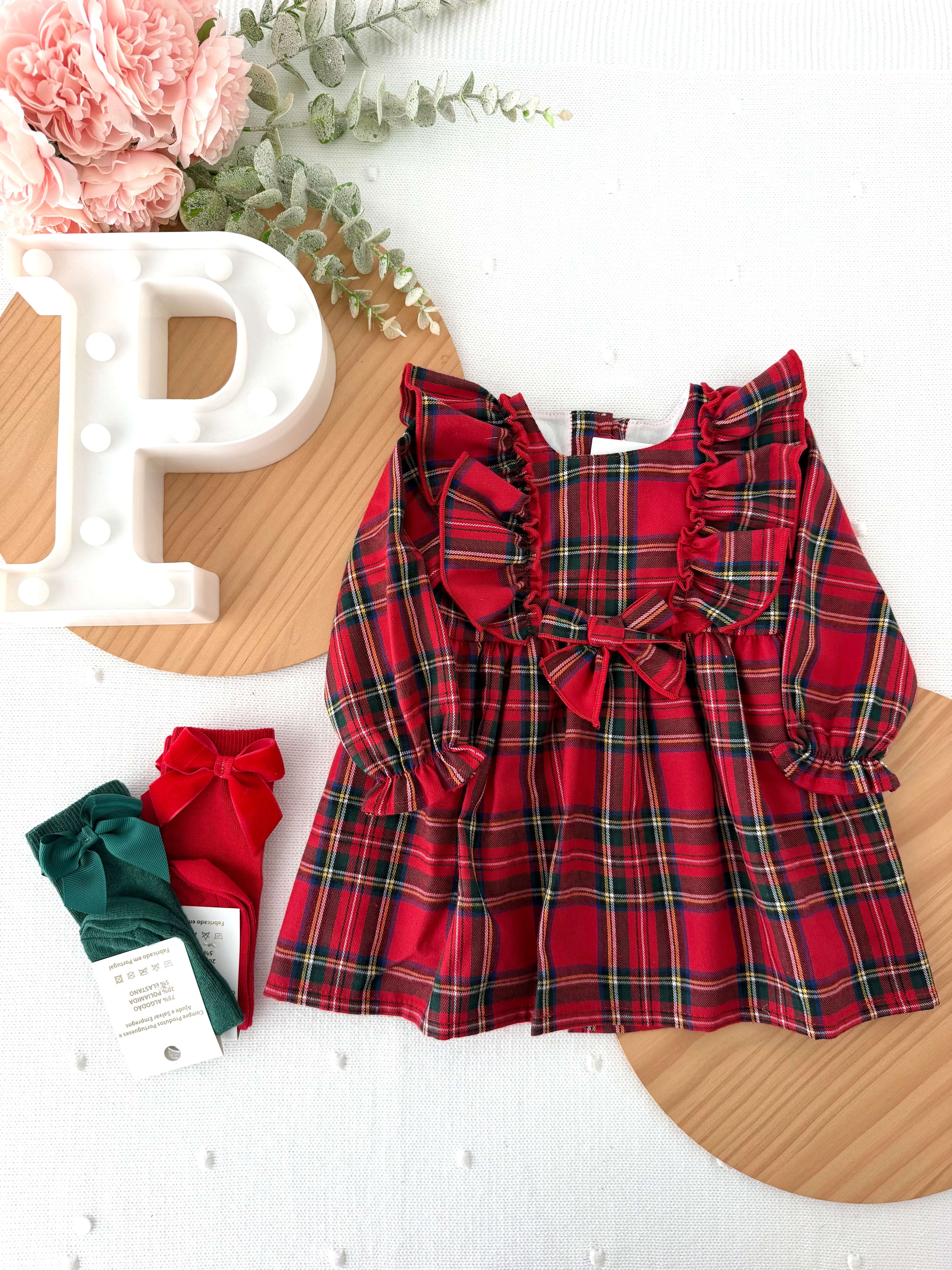Vestido xadrez vermelho menina- 6-12-18M
