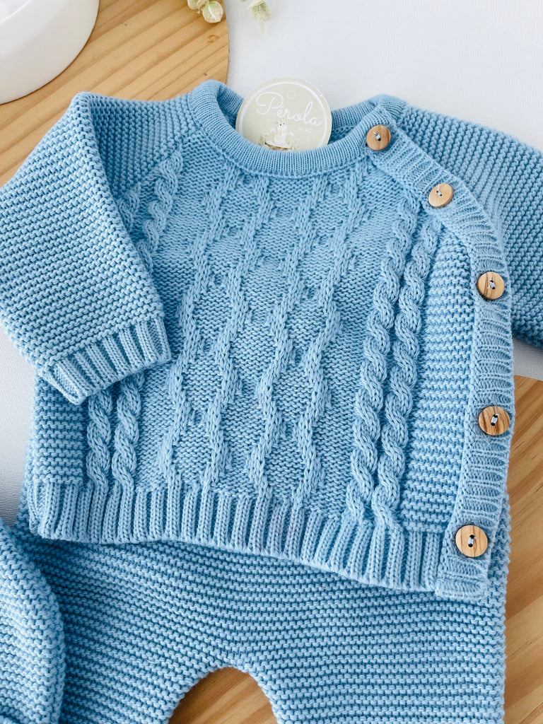 Conjunto menino: camisola, calças e gorro Outono/Inverno