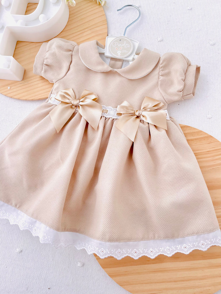 Vestido laços bege