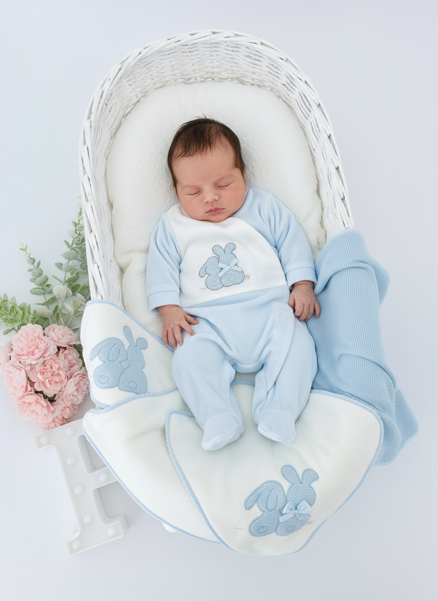 Babygrow tema coelhinhos em malha