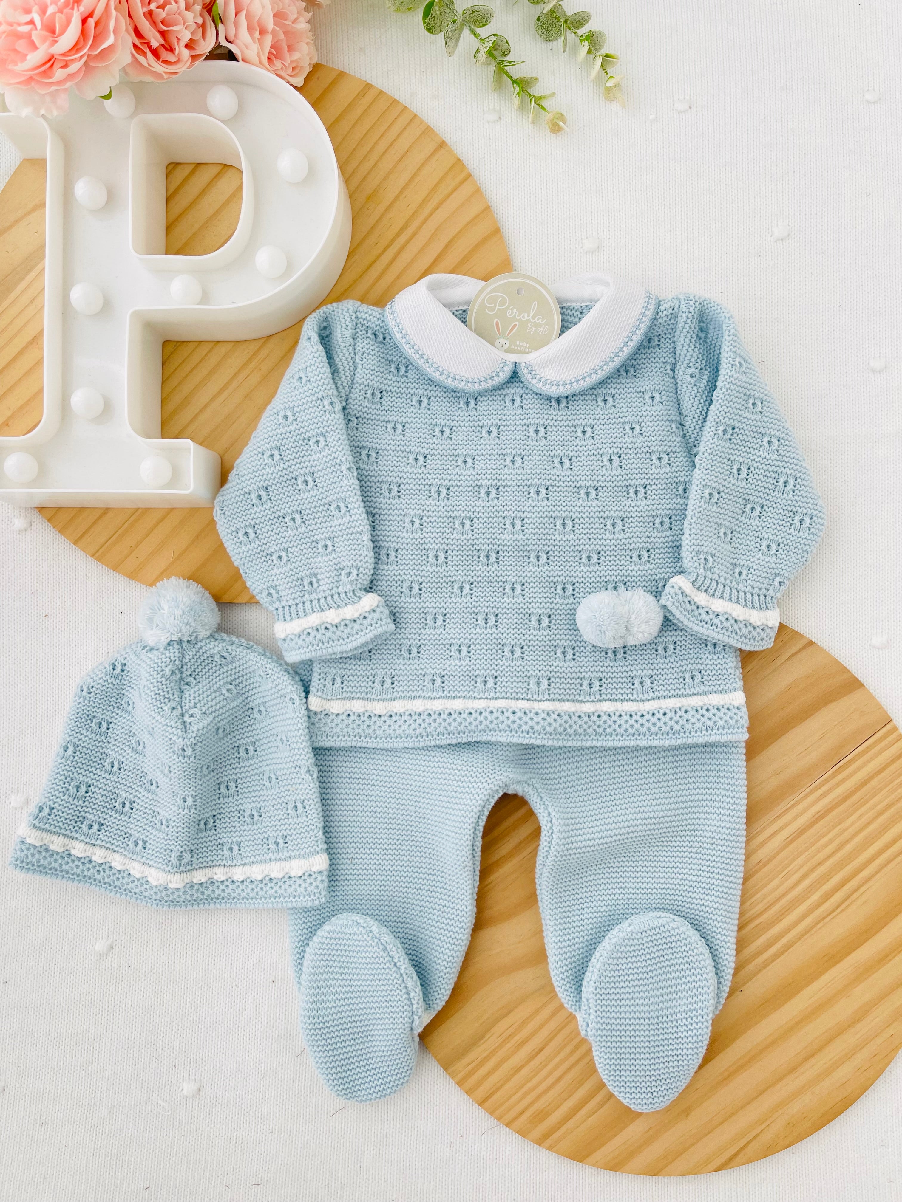 Conjunto pompom Outono/Inverno : camisola, calças e gorro