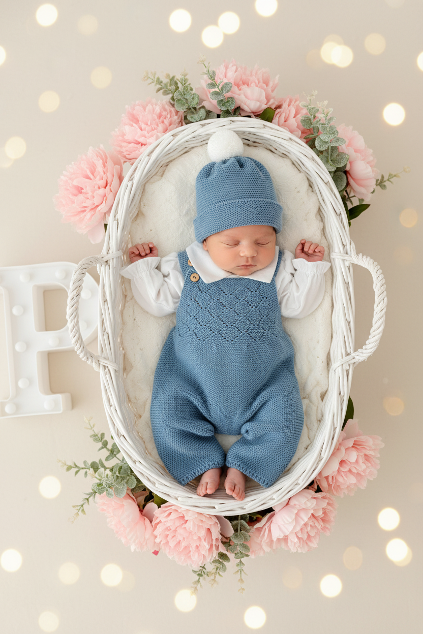 Saída maternidade menino azul cobalto  : 3 peças Outono/Inverno