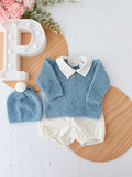 Conjunto Azulão: Camisola,gorro e calções - Primavera Verão