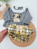 Conjunto cãozinho: camisola e saia com tapa fraldas