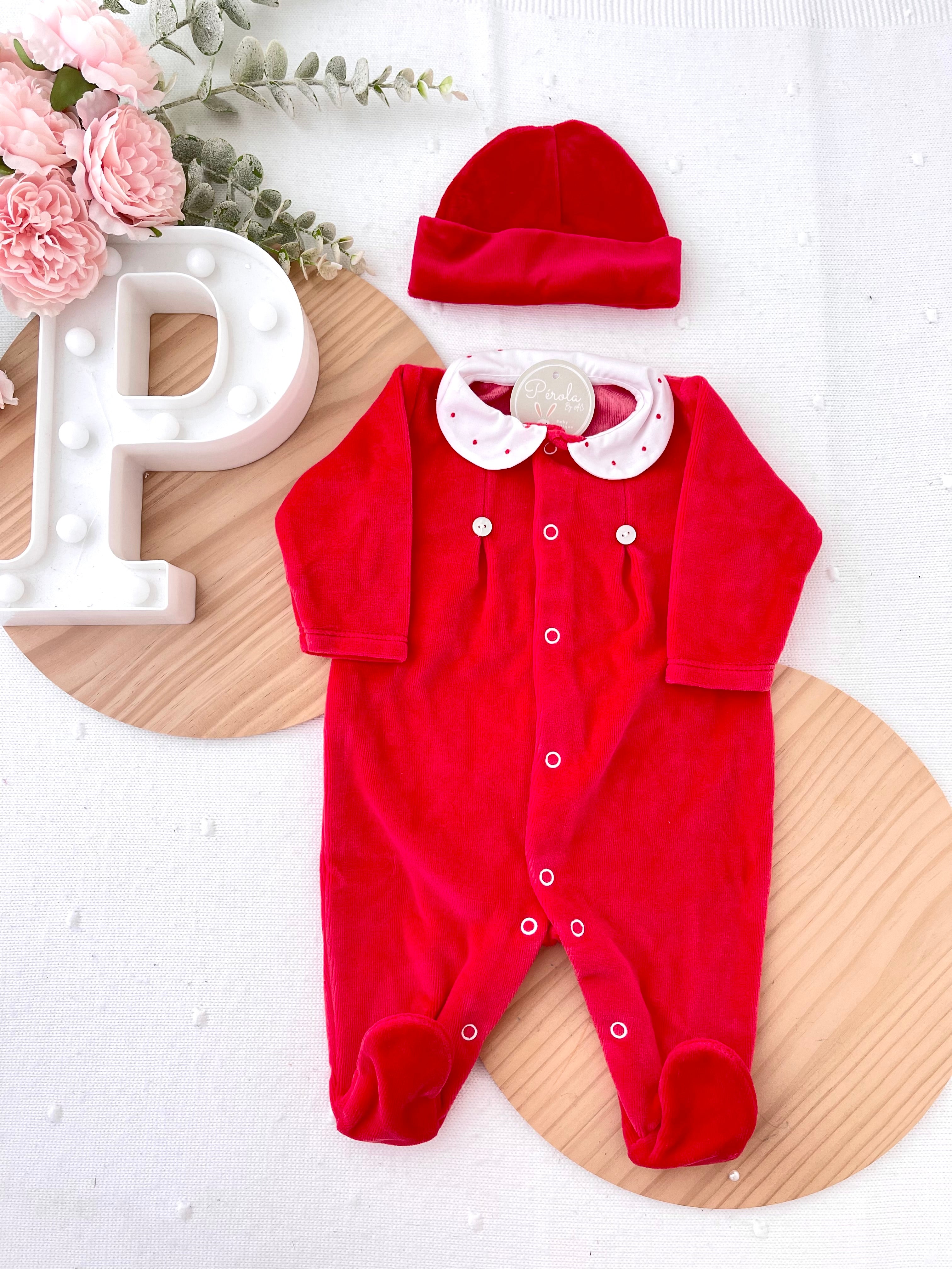 Babygrow veludo vermelho