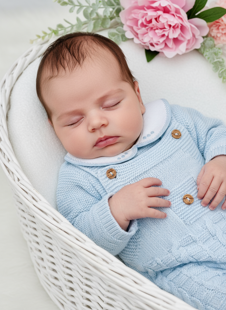 Saída de maternidade Aconchego 4 peças: casaco, jardineiras, camisola e gorro