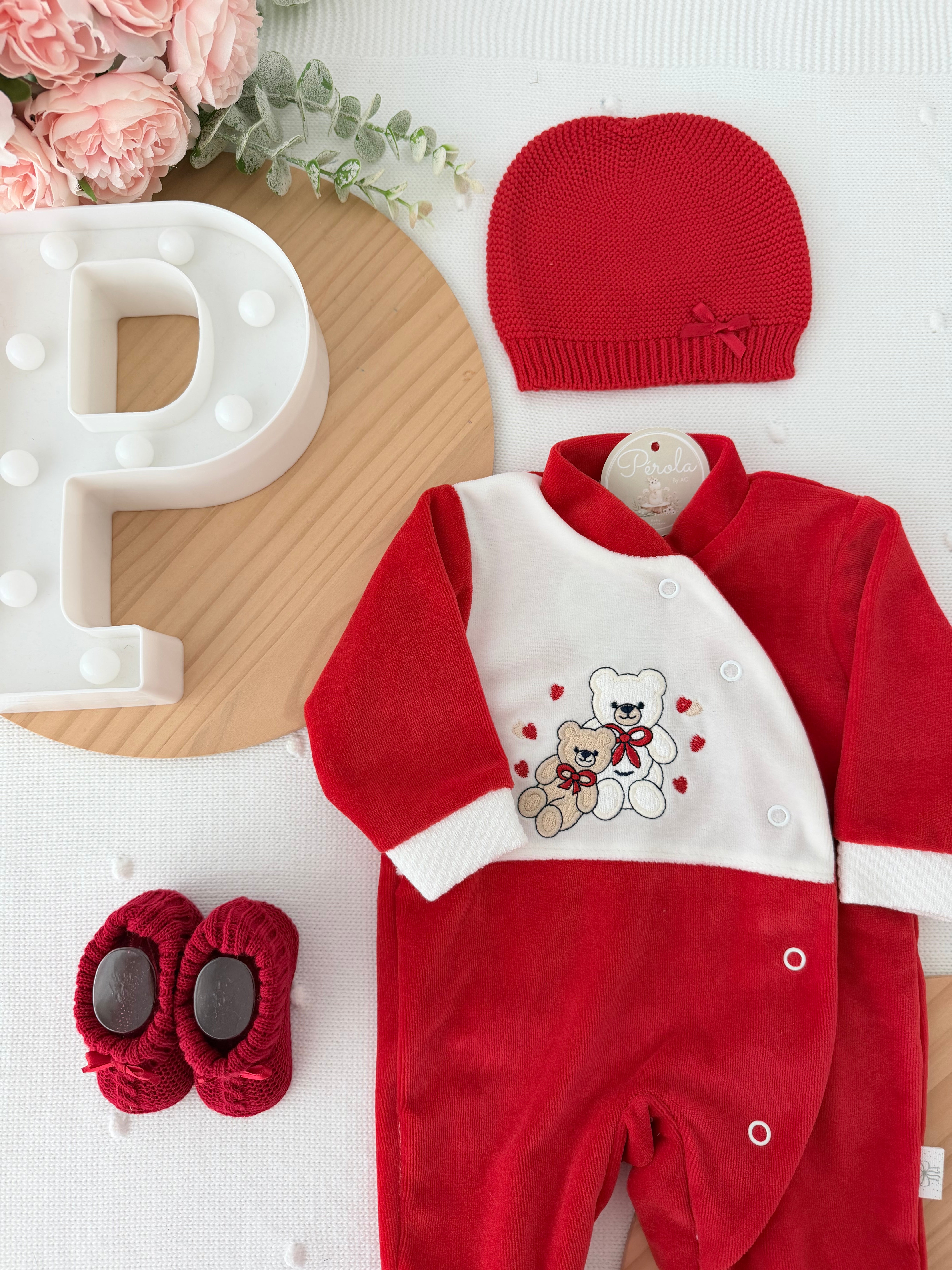 Babygrow corações em veludo