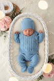 Conjunto malha 100% algodão: camisola, calças e gorro