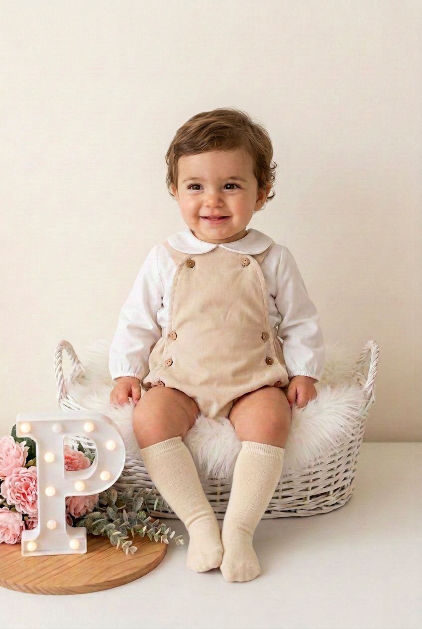 Conjunto bege: fofo e camisa