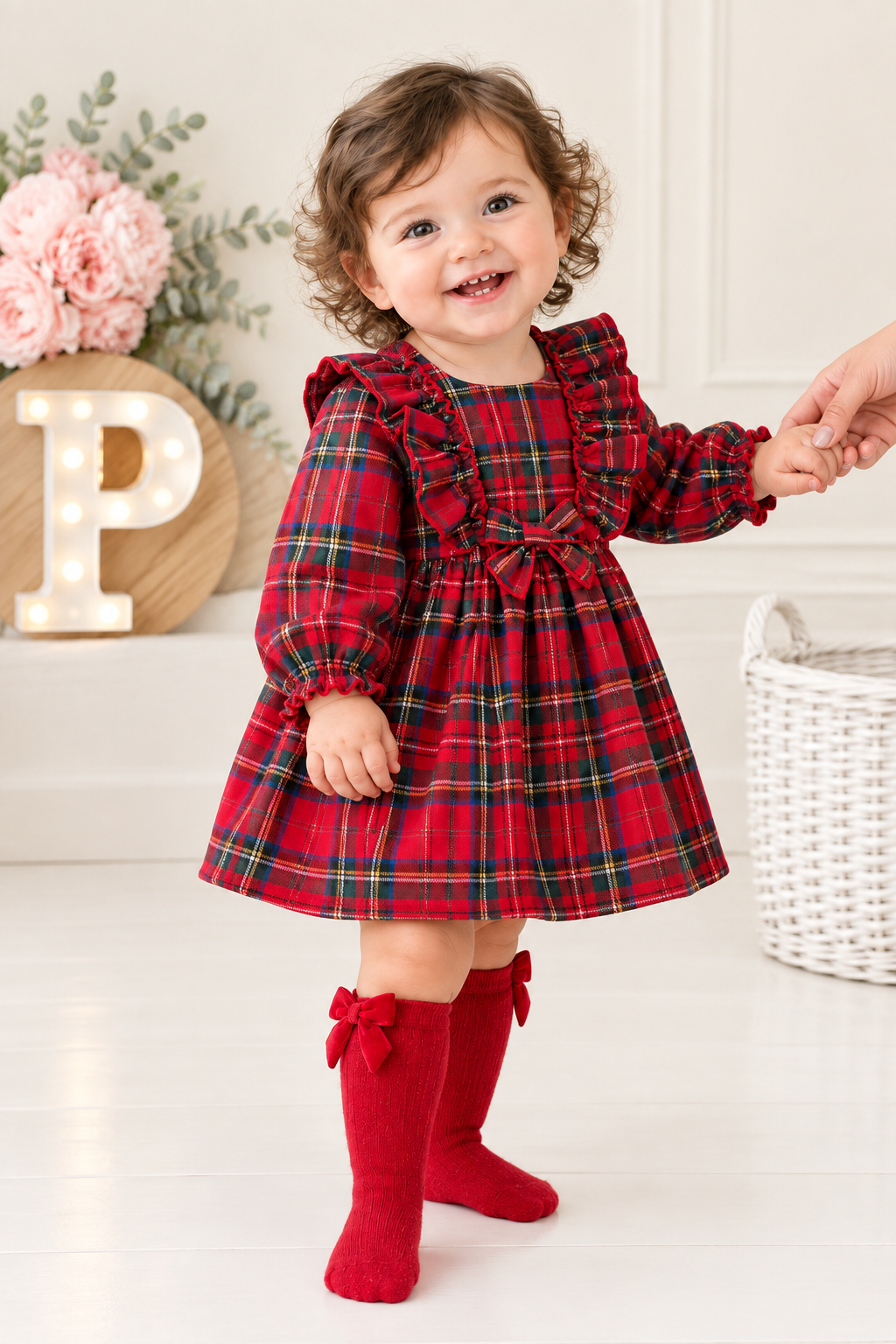 Vestido xadrez vermelho menina- 6-12-18M