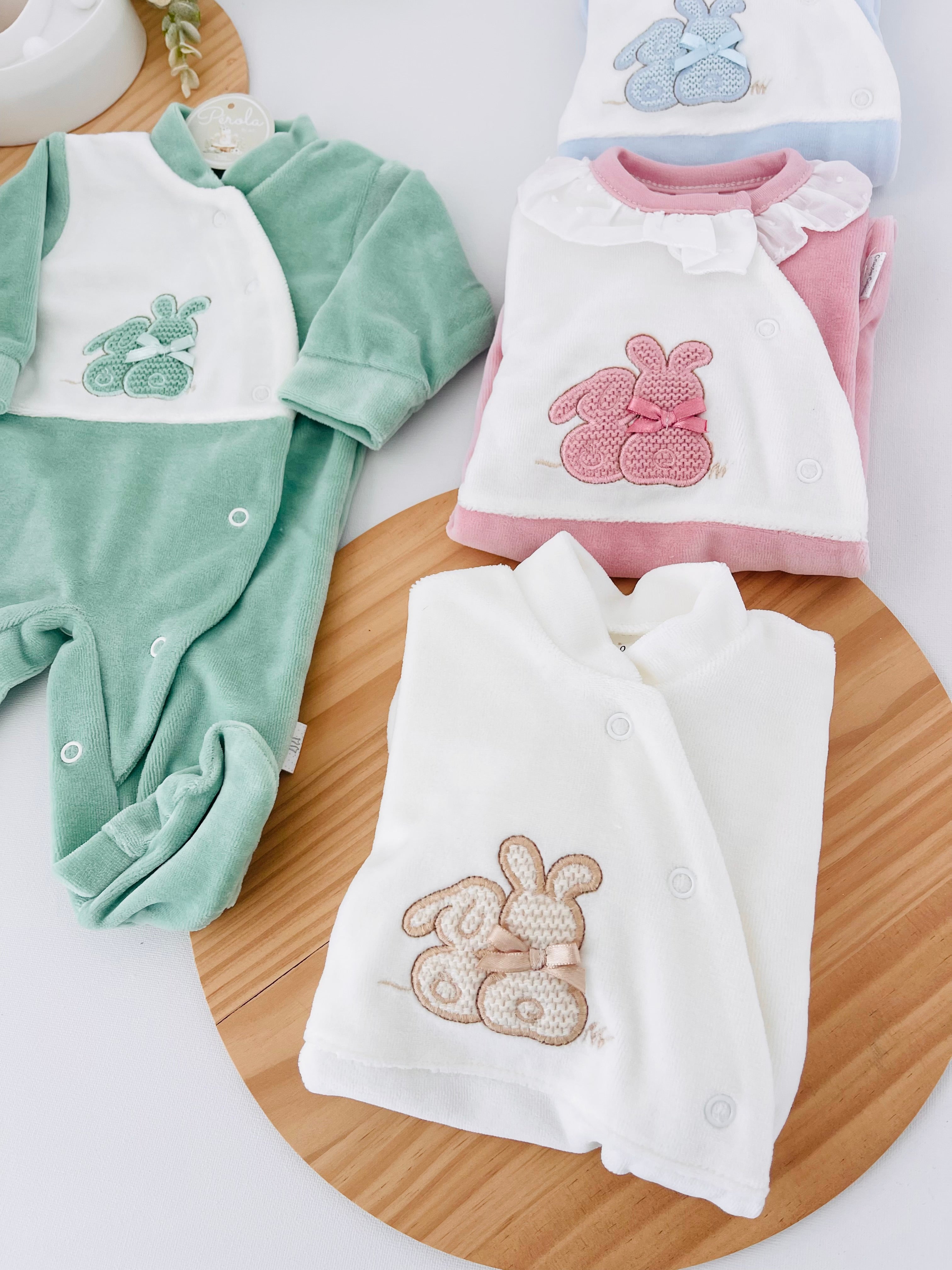 Babygrow tema coelhinhos em malha