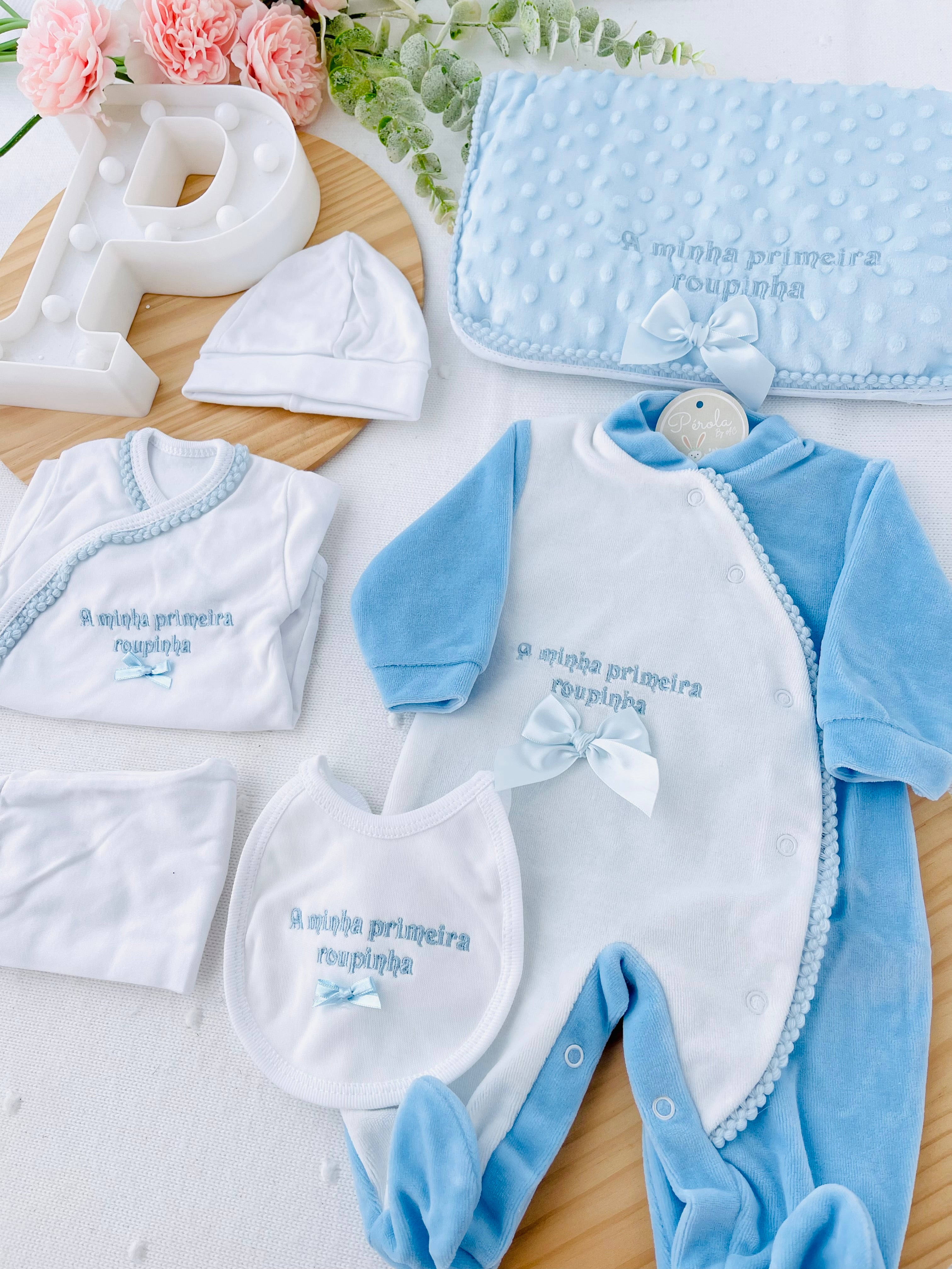 Conjunto primeira roupinha veludo - 6 peças