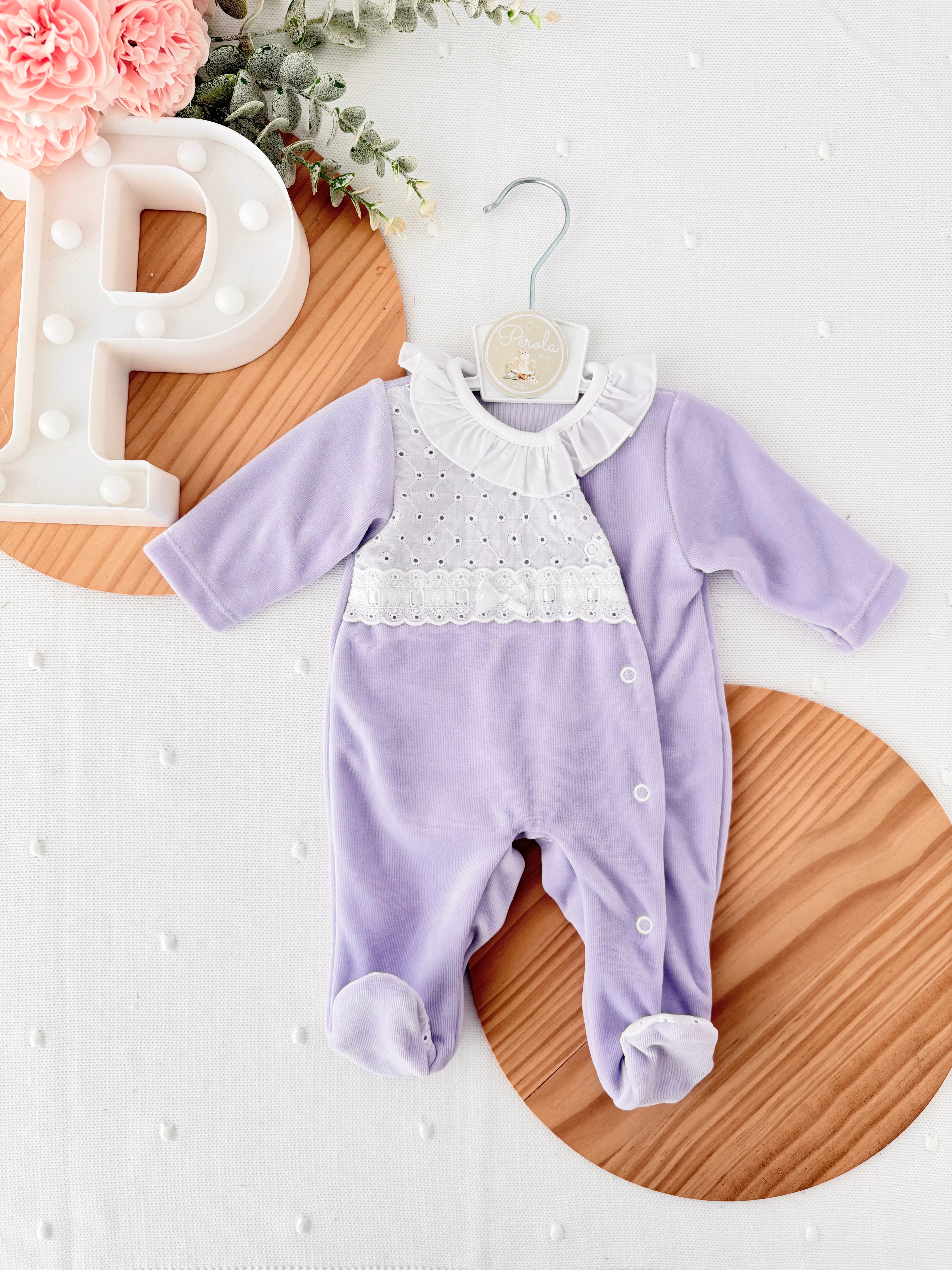 Babygrow veludo renda