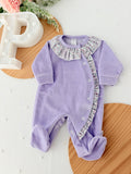 Babygrow lilás tema flores em VELUDO
