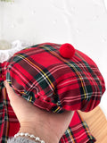Conjunto Menina Tartan Vermelho e Preto - Vestido, Blusa e Bóina