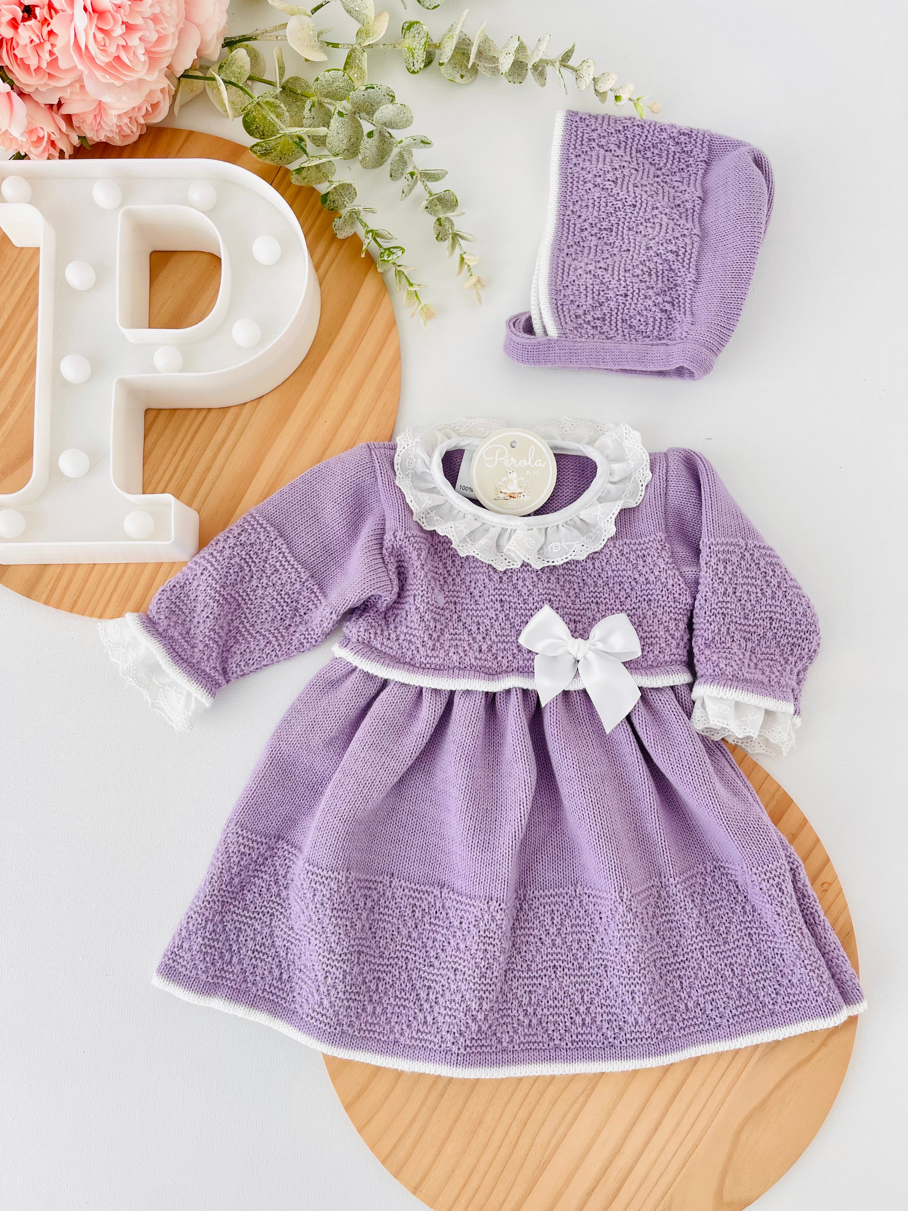 Vestido e touca Lilás  -Outono Inverno