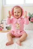 Conjunto Unicórnio Encantado Rosa – Camisola com Capuz e Tapa-Fraldas 6-36M