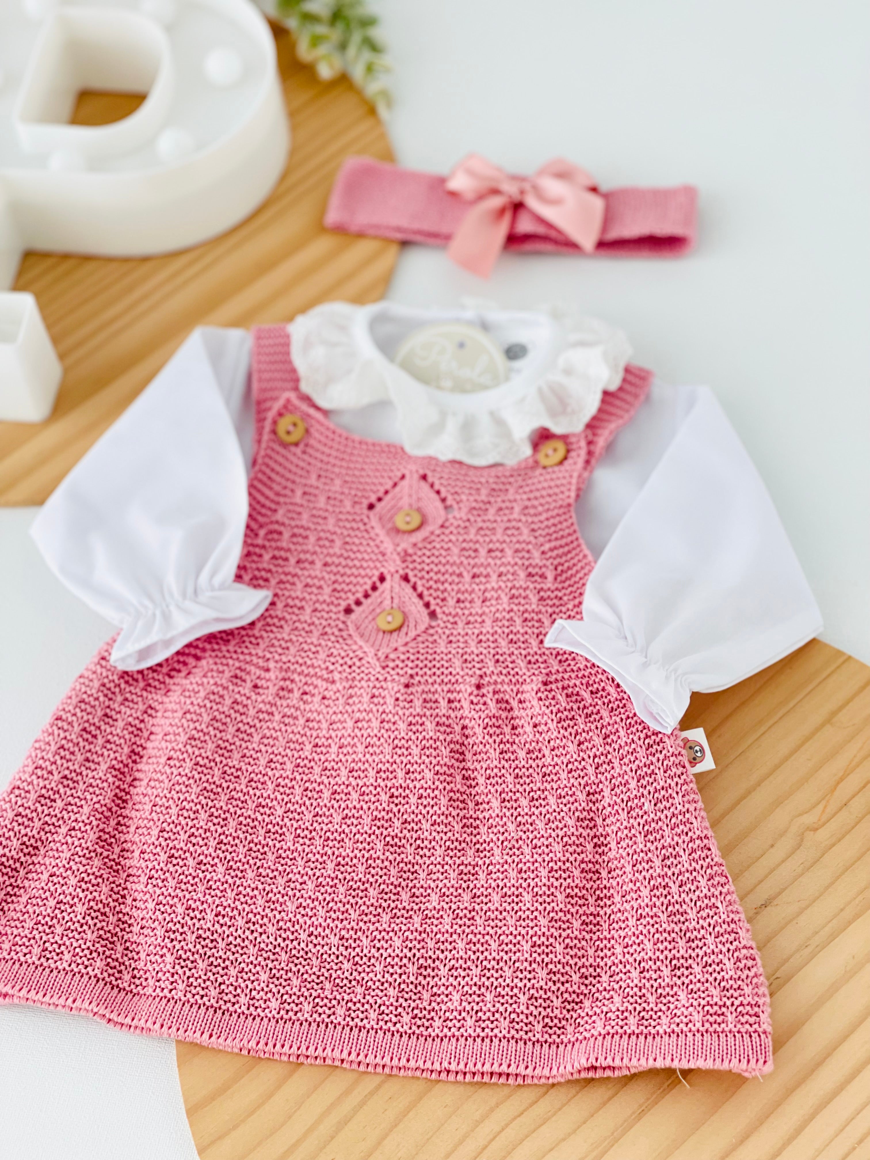Conjunto Rosa Velho: vestido, blusa e fita com laço