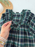 Vestido xadrez verde menina- 6-12-18M