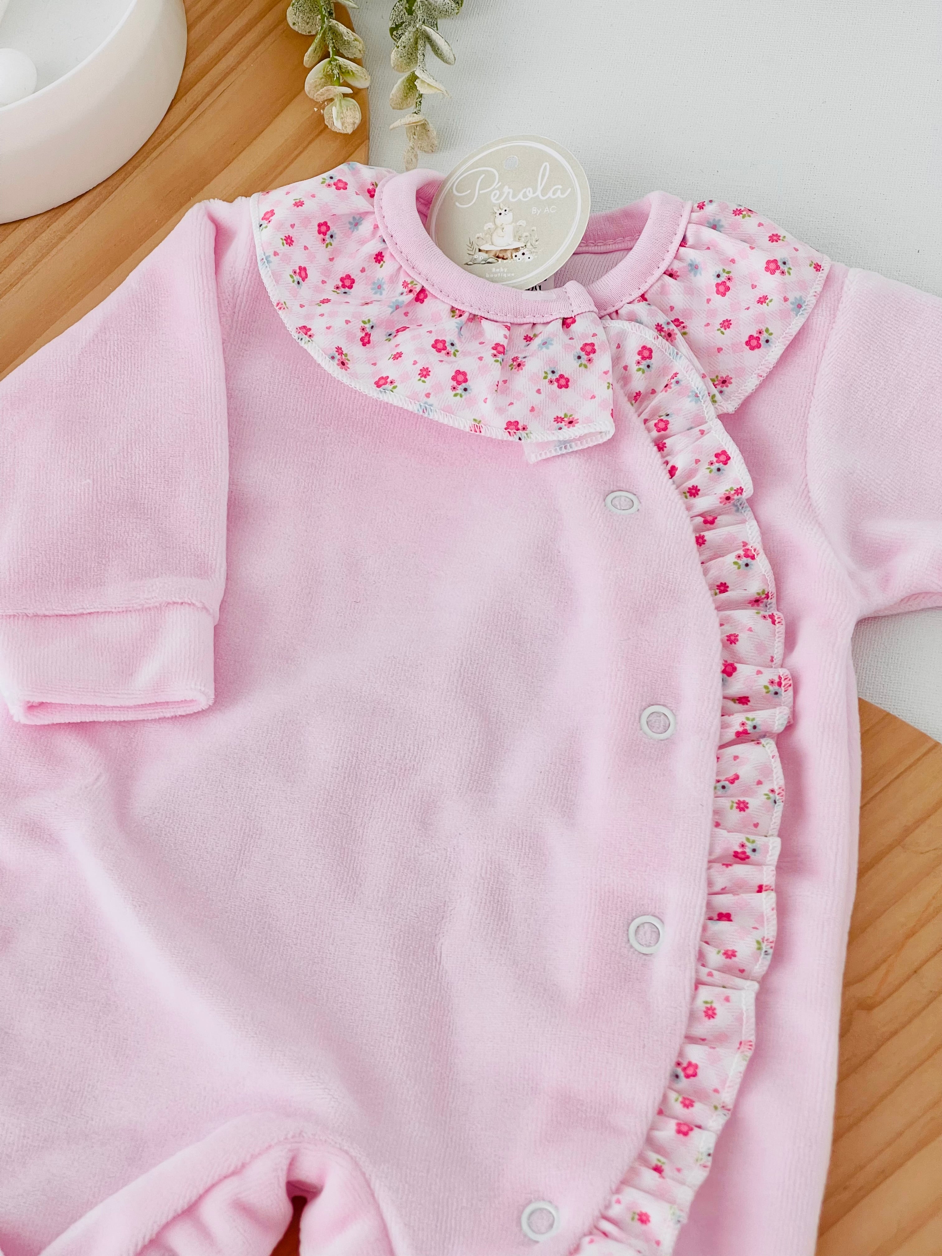 Babygrow tema flores em VELUDO