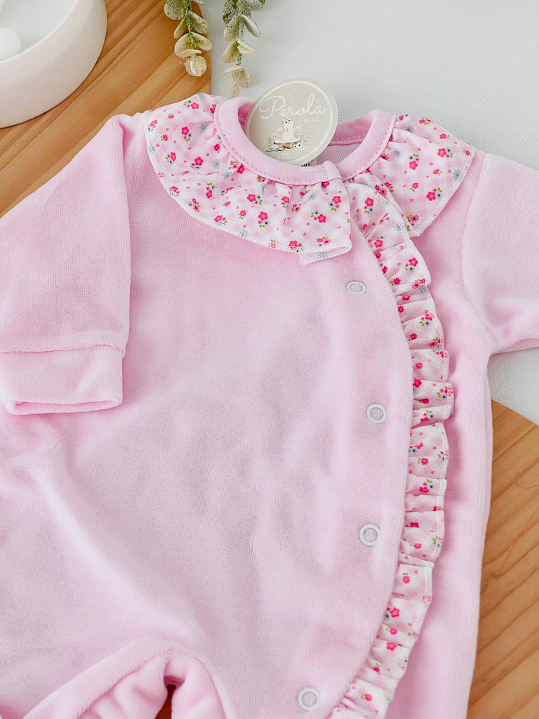 Babygrow tema flores em VELUDO