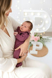 Babygrow e touca Berinjela em malha Outono Inverno