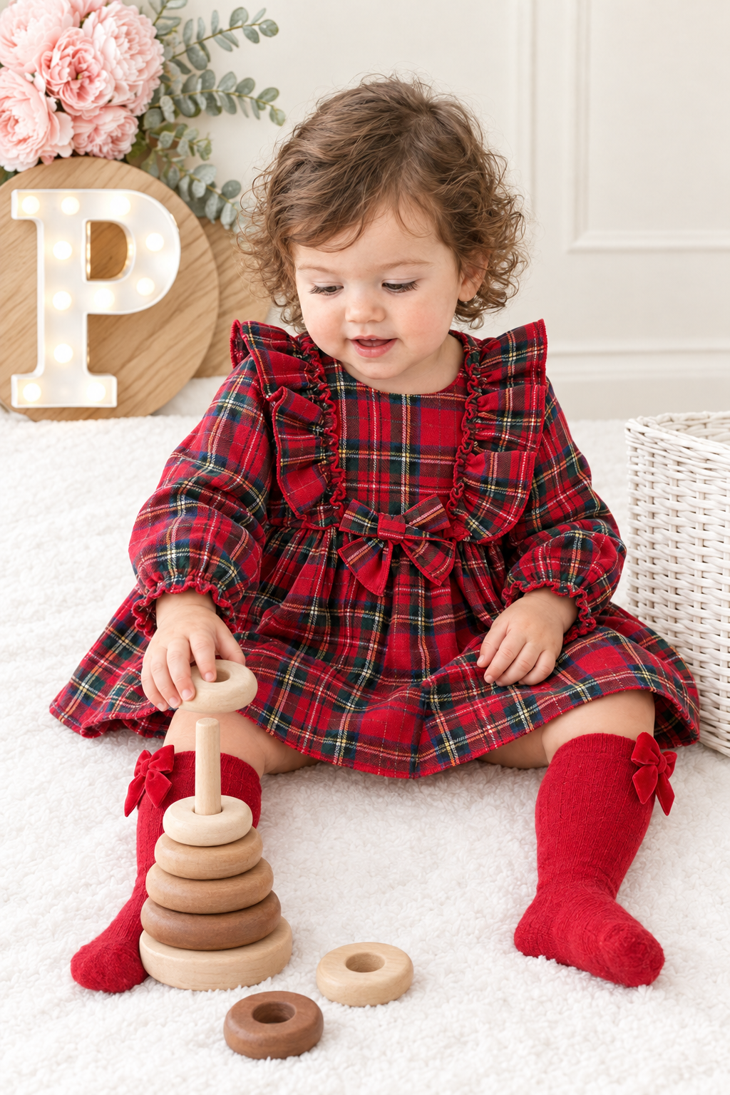Vestido xadrez vermelho menina- 6-12-18M
