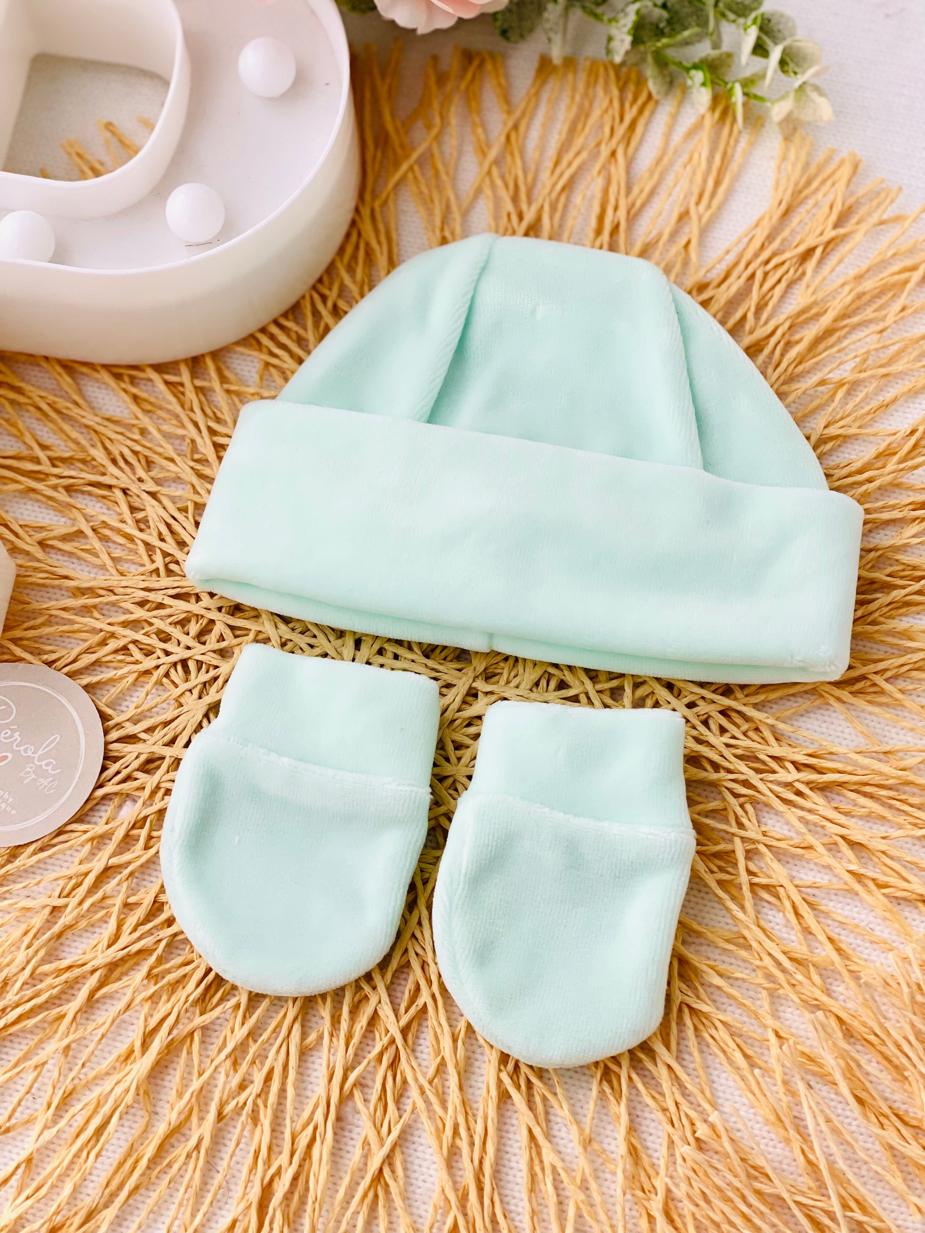 Conjunto gorro e luvas Veludo