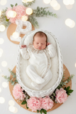 Babygrow tema flores em VELUDO pérola