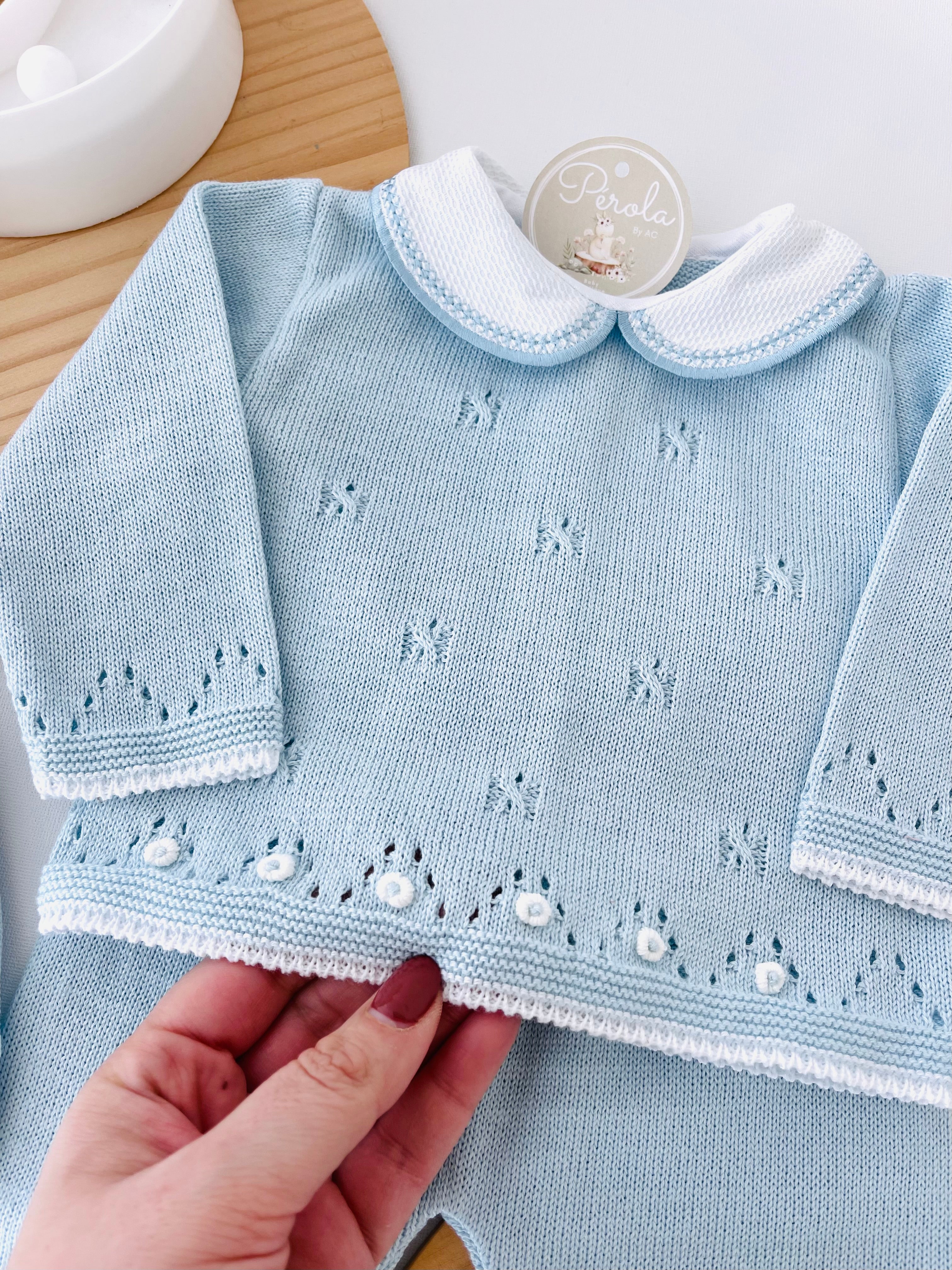 Conjunto malha 100% algodão: camisola, calças e gorro