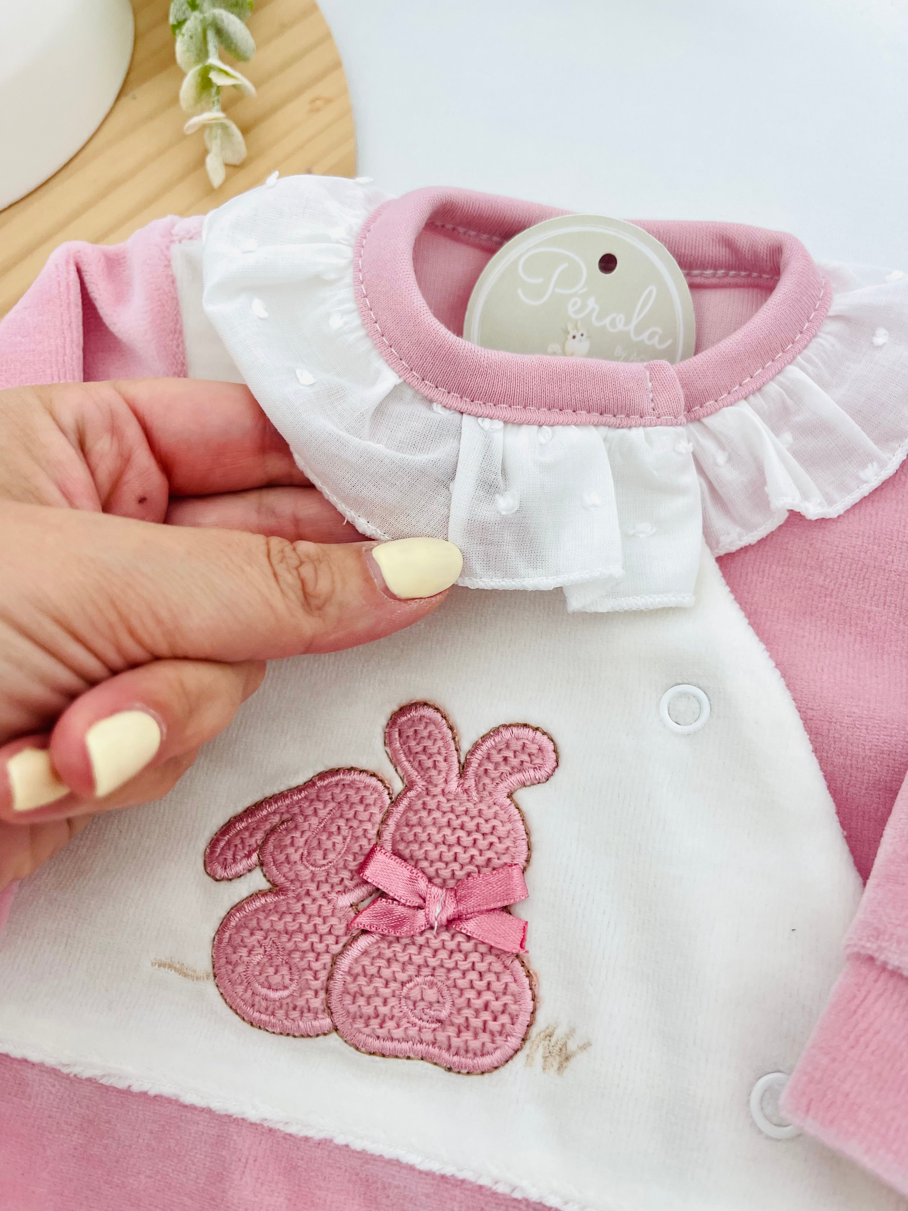 Babygrow tema coelhinhos em malha
