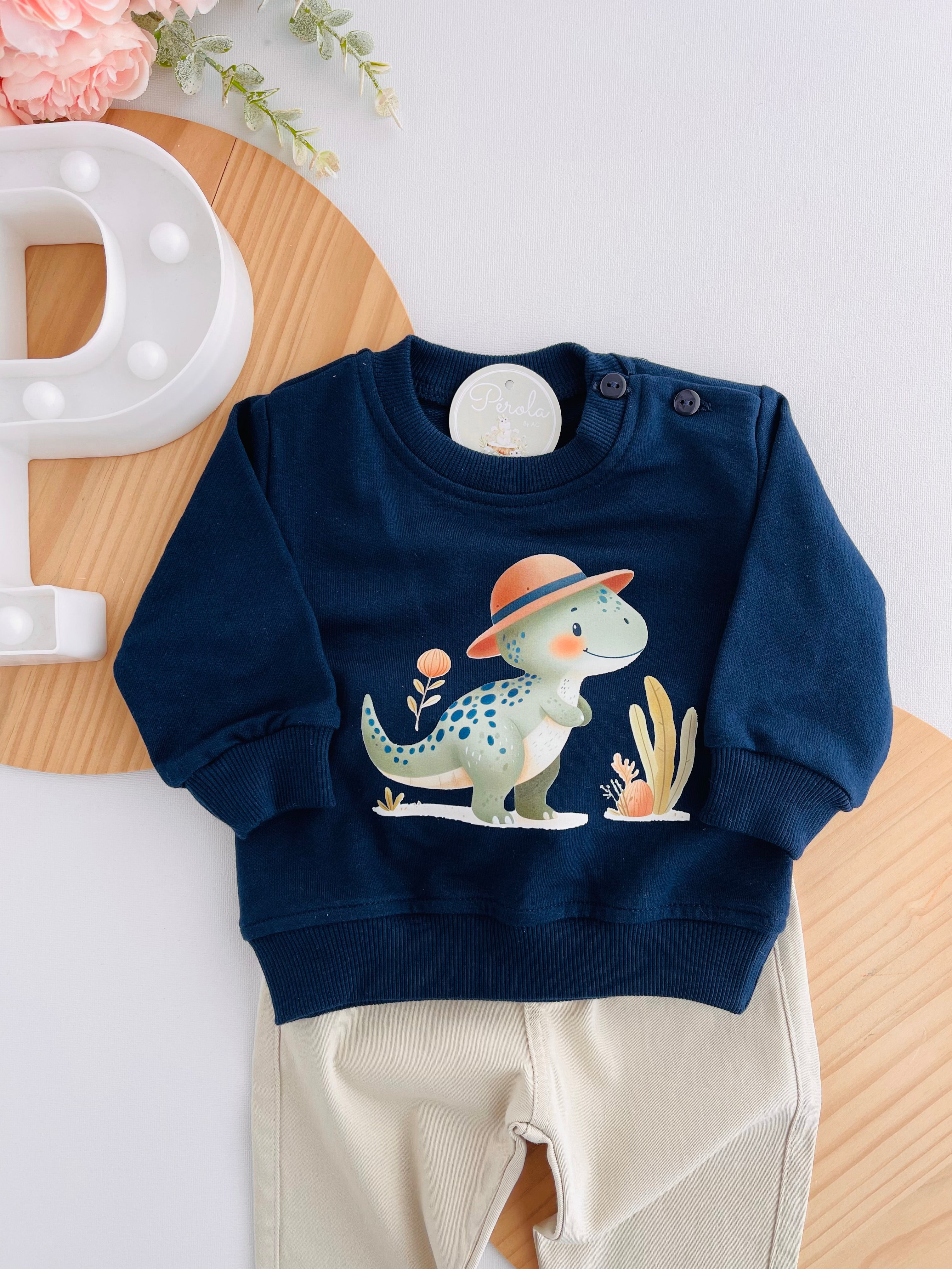 Conjunto explorador: calças em sarja e camisola (3-24m)
