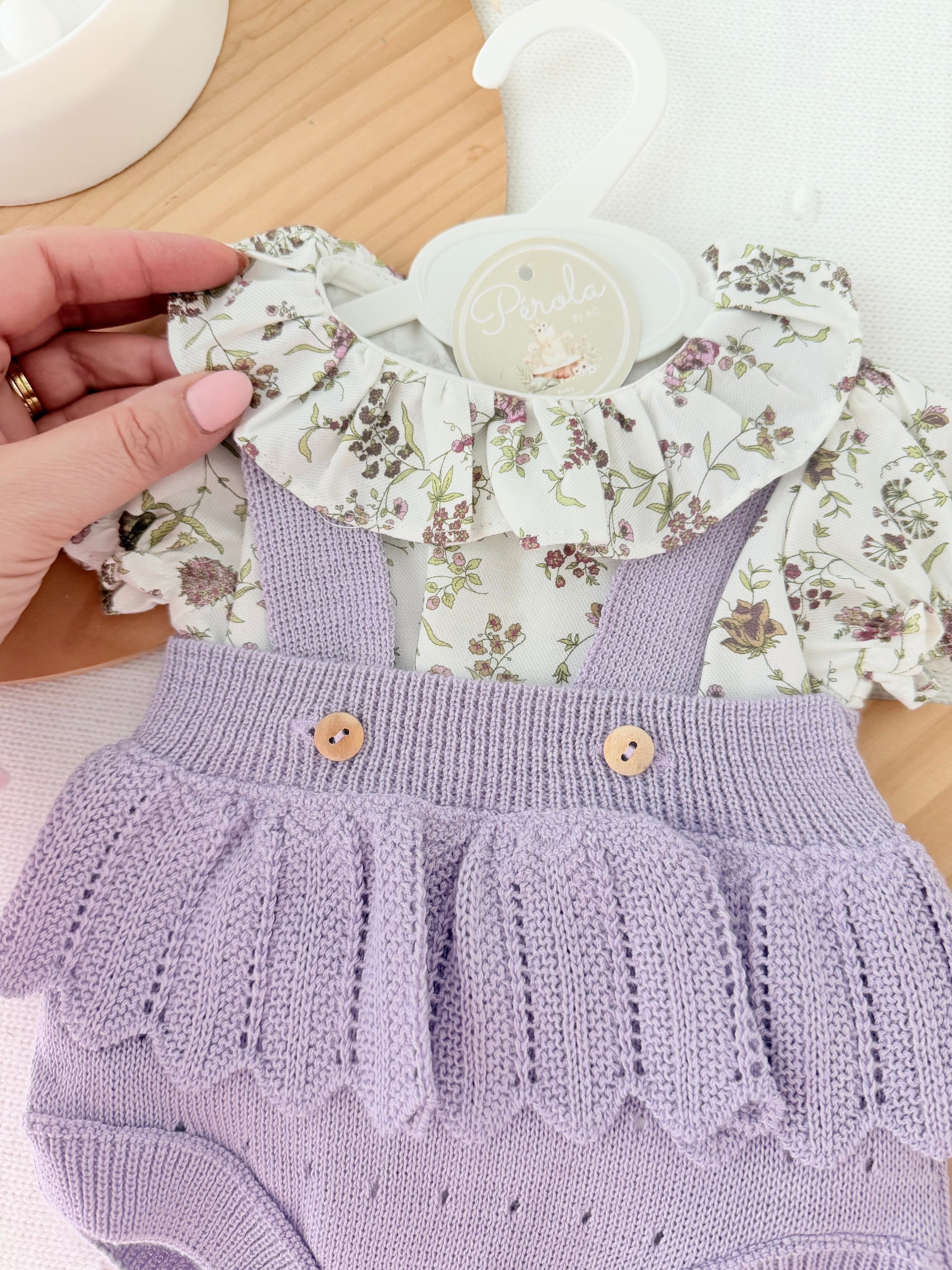 Fofo e blusa tema flores lilás 3-12M