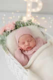 Babygrow e touca Rosa Velho em malha Outono Inverno