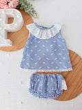 Conjunto riscas azul menina