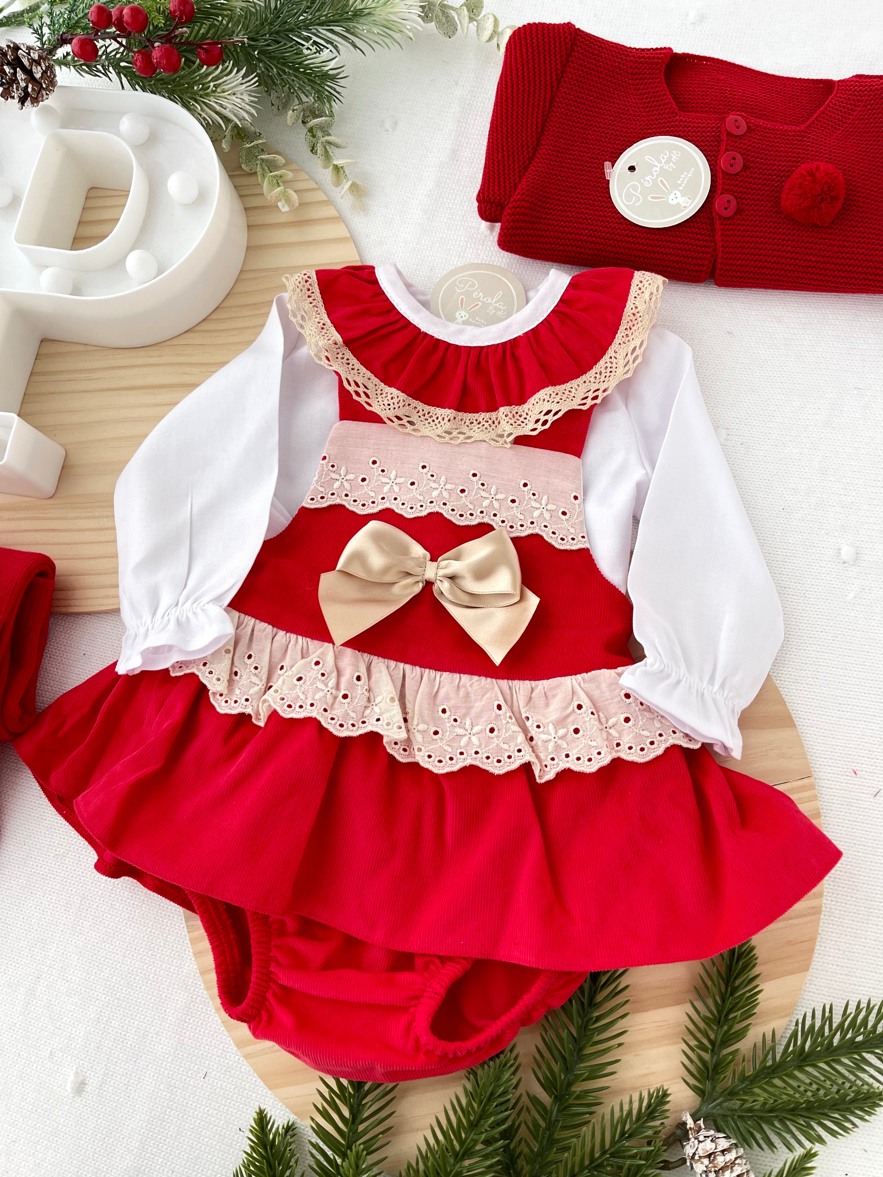 Conjunto Maria: fofo e blusa bombazina vermelho