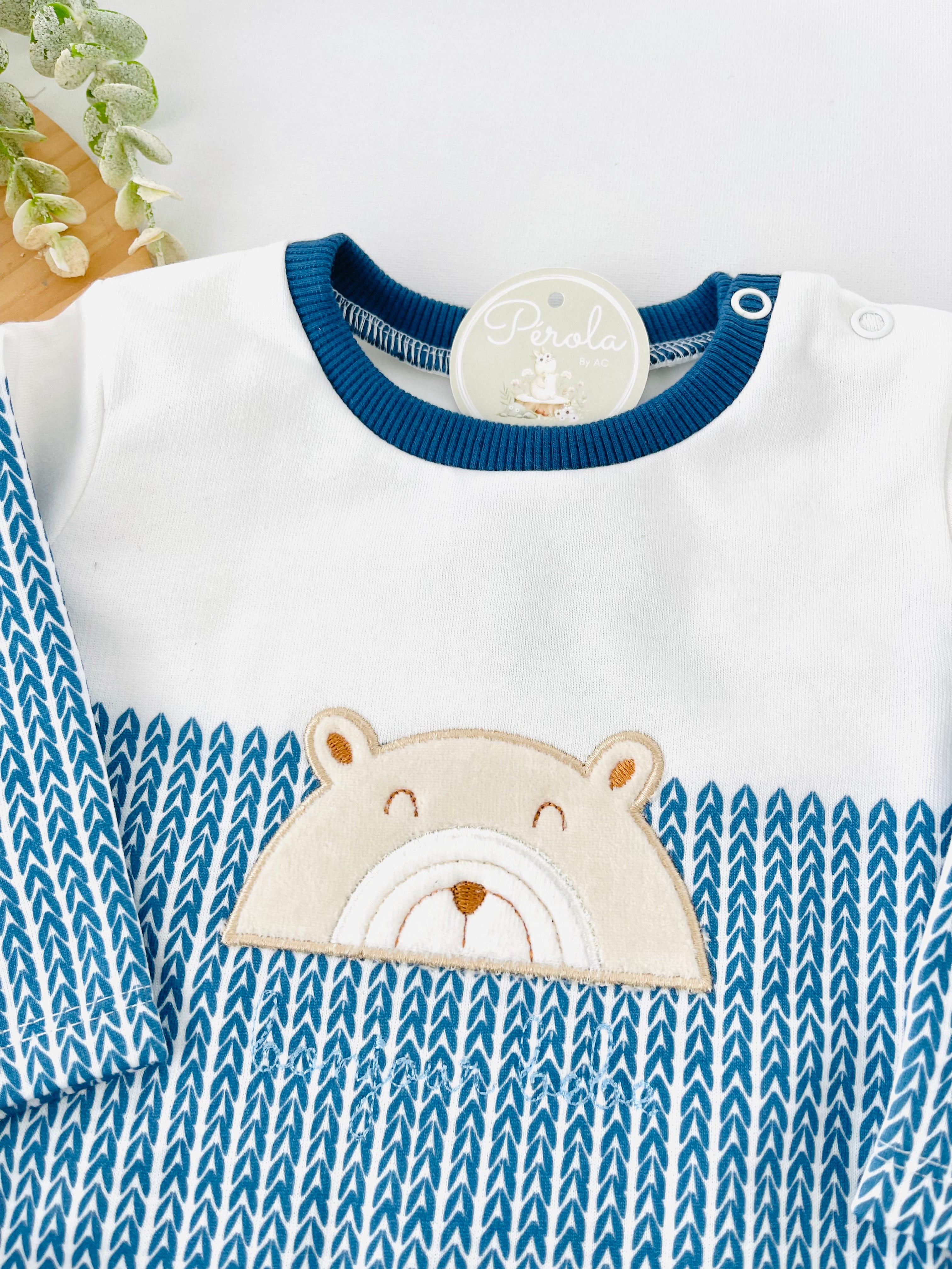 Fato de treino ursinho com efeito camisa- com carda (3-18m)