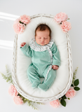 Babygrow tema flores em VELUDO