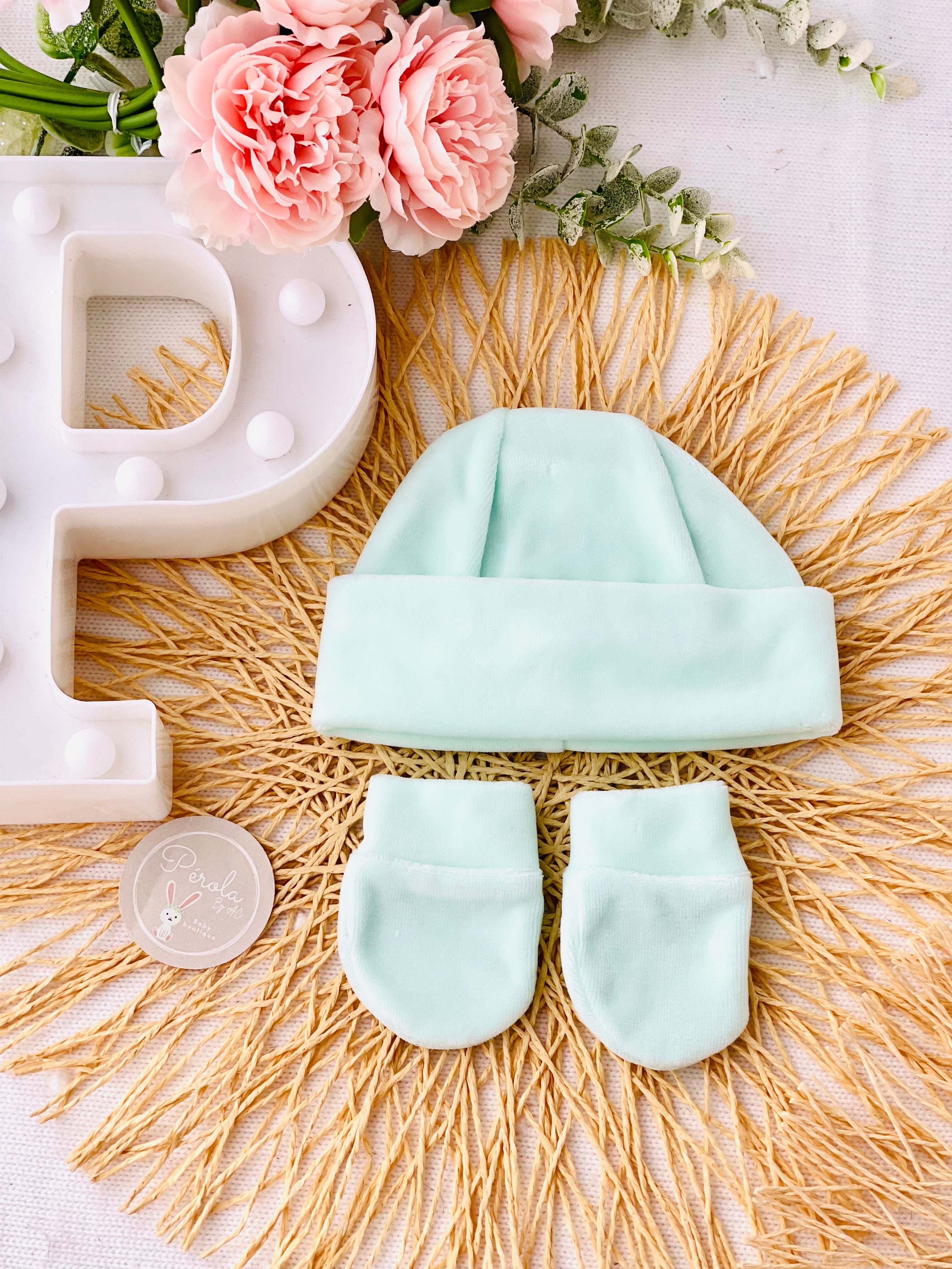 Conjunto gorro e luvas Veludo