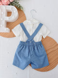 Conjunto especial cerimónia para menino: calções, camisa e laço
