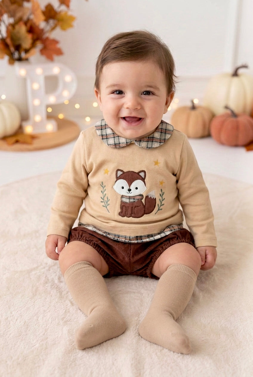 Conjunto raposa: camisola e calções