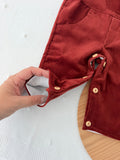Conjunto tijolo: jardineiras e camisola 3-6-12M