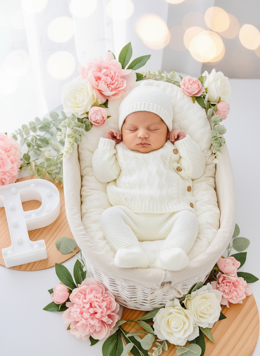 Conjunto pérola : camisola, calças e gorro Outono/Inverno